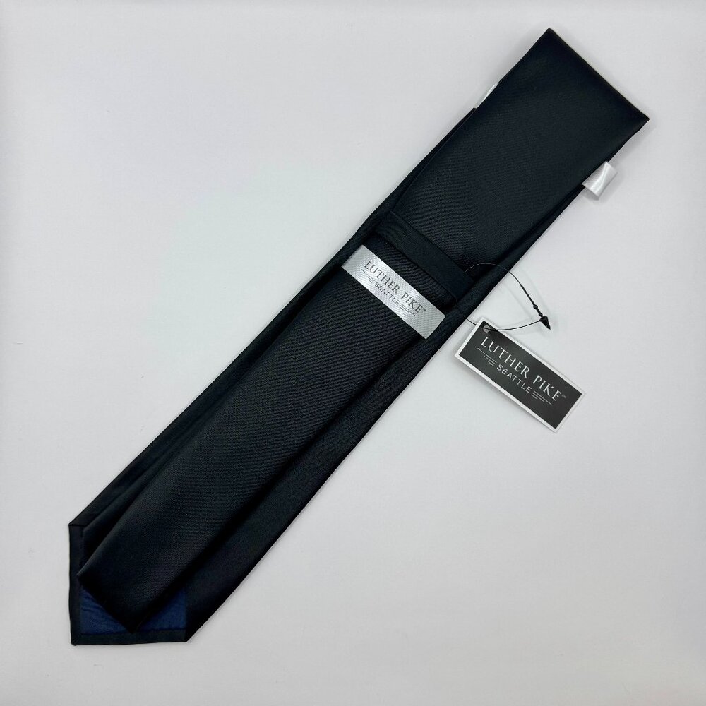Luther Pike Seattle Black Satin Tie NWT